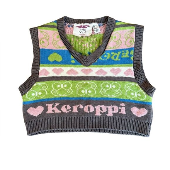 Forever 21 Keroppi x Hello Kitty Cropped Knit Sweater Vest Womens Size Small - Picture 2 of 10
